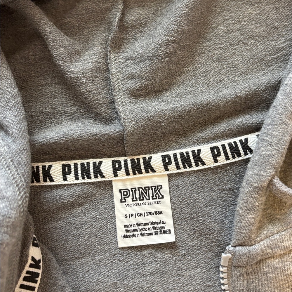 Victoria’s Secret PINK Gray Colorblock Hoodie – Size Small - Picture 6 of 8